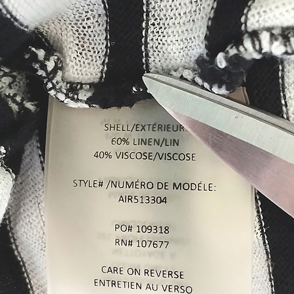 ALICE & OLIVIA AIR Linen Blend long TEE Shirt Stripes Blk/Wh Sz S-M EUC - Picture 12 of 13